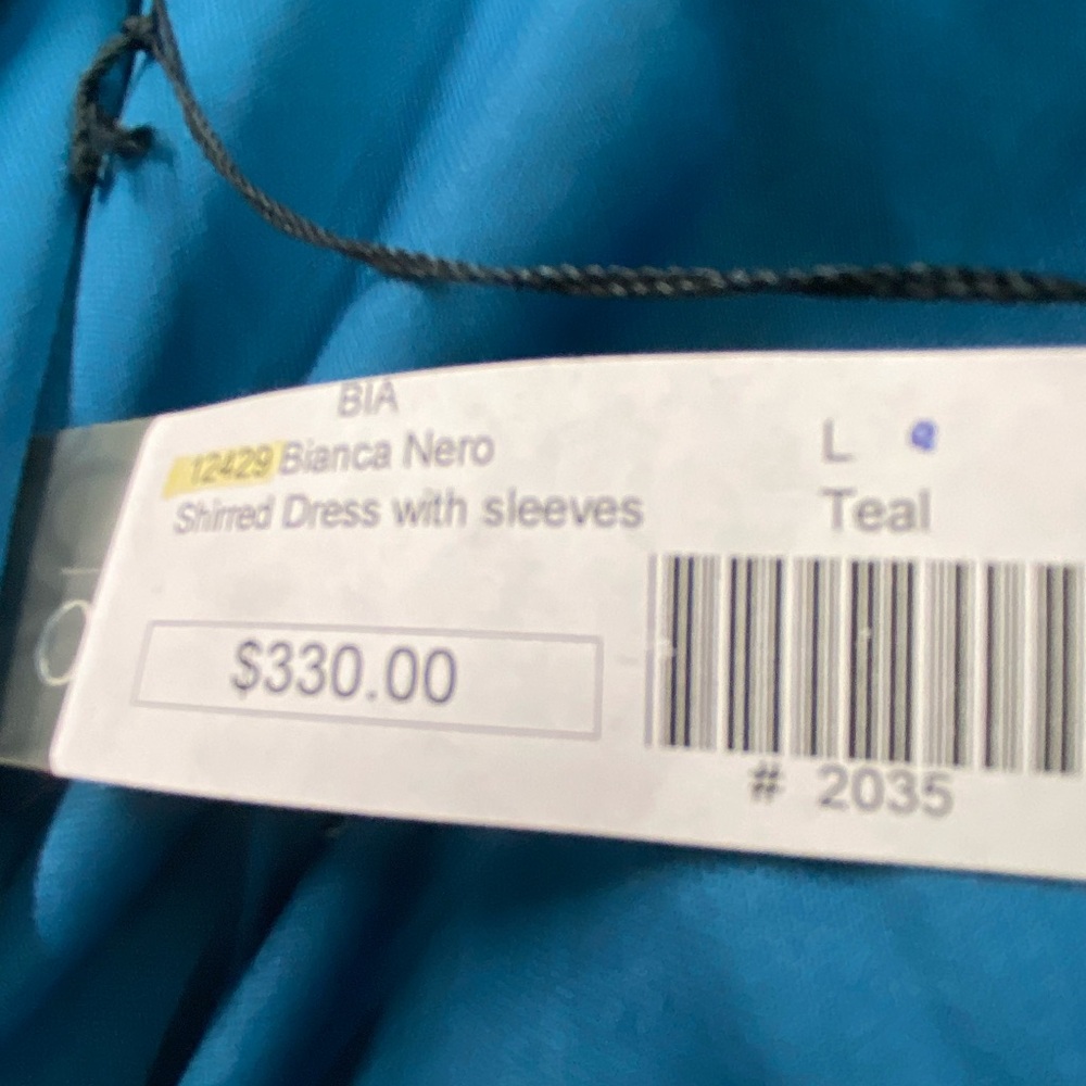 Elegant Teal Wrap Dress - Picture 7 of 7